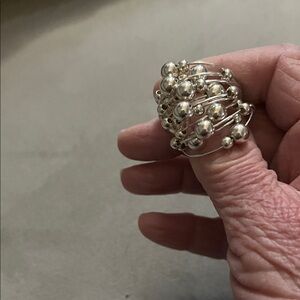 Silver Beaded Wire Cluster Ring - Women's Silver Fashion Ring